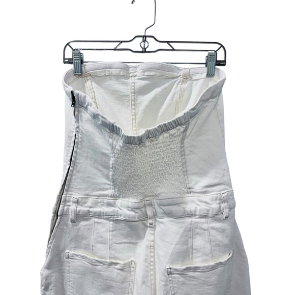 We The Free People NWOT Je Suis Pret Barrel Jumpsuit Size Large White Denim Zip - Picture 7 of 8